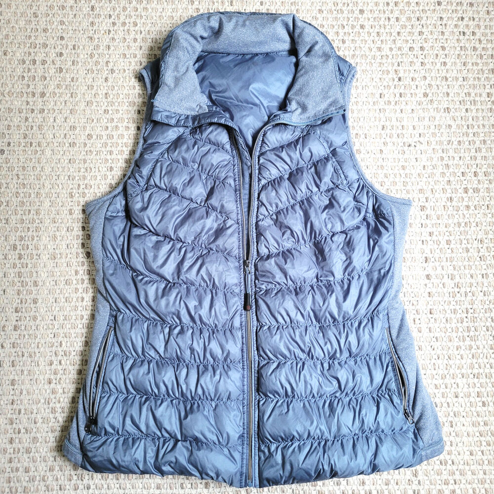 Tangerine Womens Large Blue Puffer Vest Quilted Down Hiking Outdoors Gorpcore